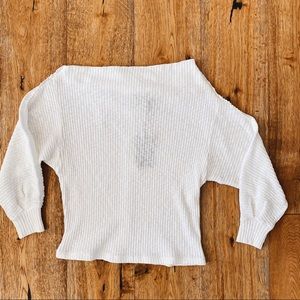 White ribbed off the shoulder sweater